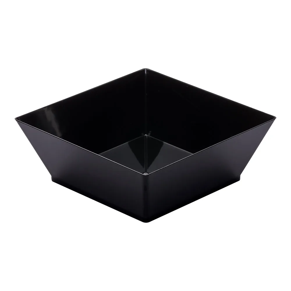 10 oz Square Black Plastic Small Modern Bowl - 4 1/4" x 4 1/4" x 1 1/2" - 25 count box