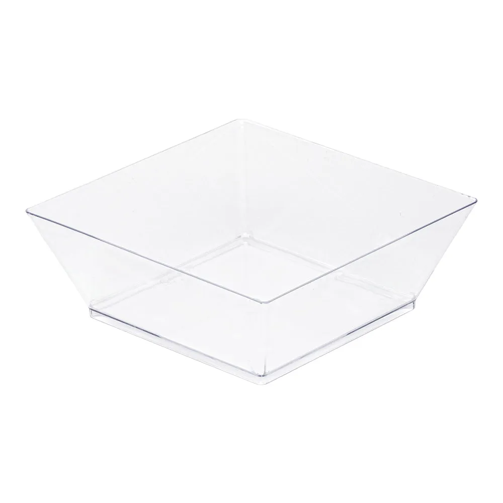 10 oz Square Clear Plastic Small Modern Bowl - 4 1/4" x 4 1/4" x 1 1/2" - 25 count box