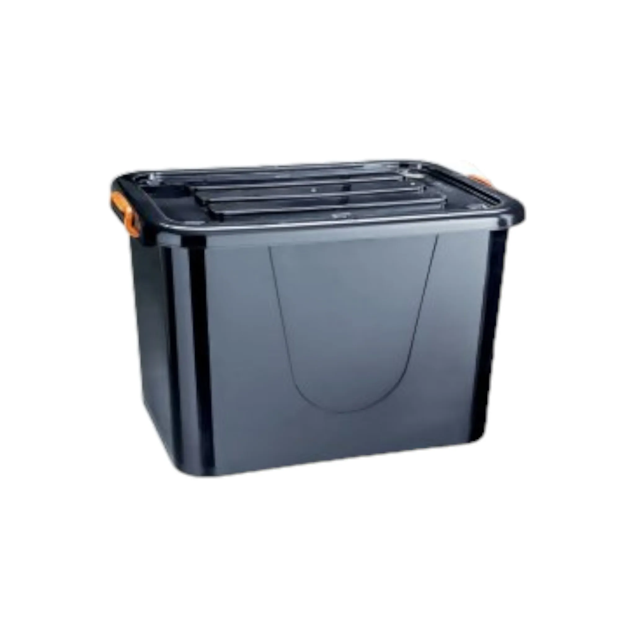 150L Storage Utility Container Box Black with Clip Lock Lid & Wheels