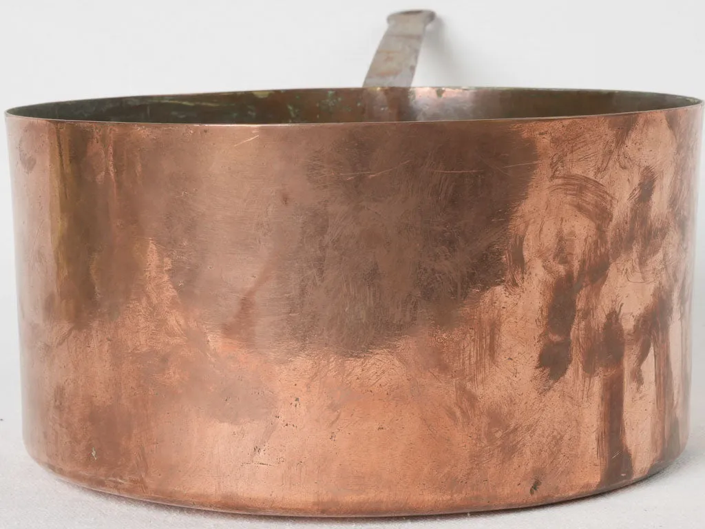 19th-century French copper saucepan w/ wrought iron handle