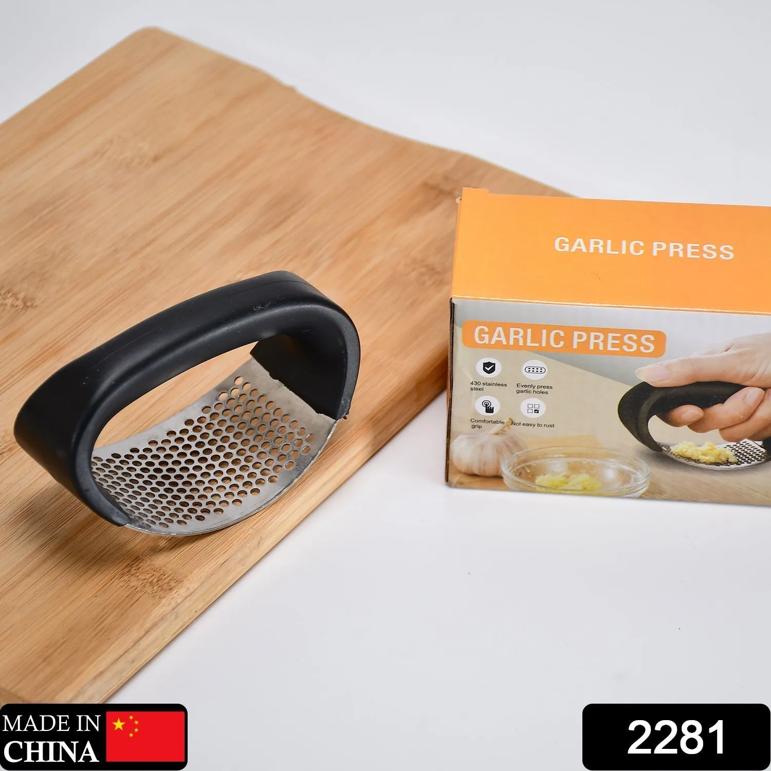 2281 Stainless Steel Garlic Presser  / Crusher (Multicolor)