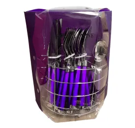 24PCS CUTLERY SET ON STAND- PURPLE