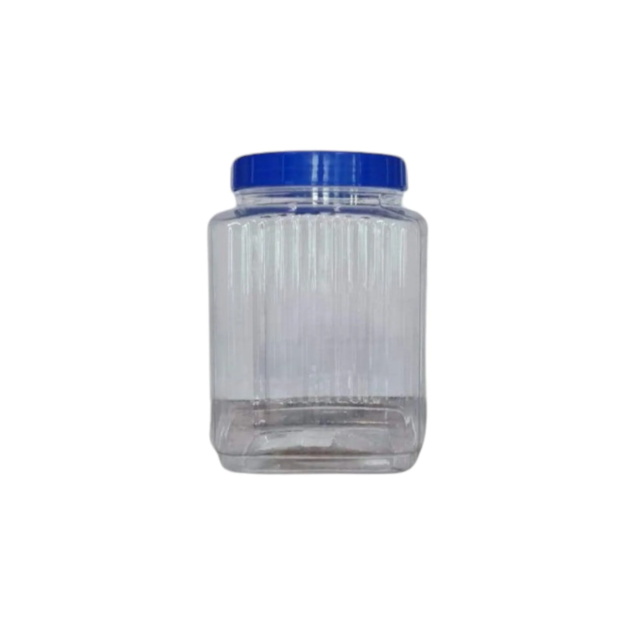 2.5kg PET Plastic Storage Jar Ribbed  Square Clear