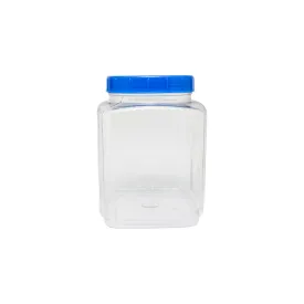 2.5kg PET Plastic Storage Jar Ribbed  Square Clear