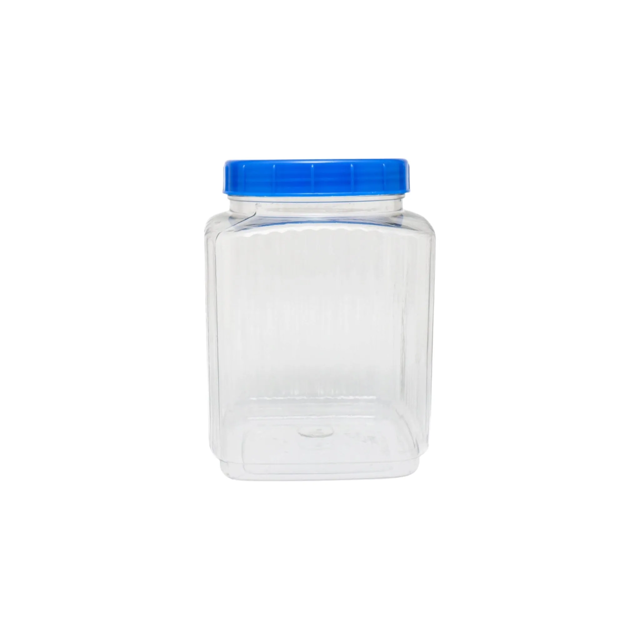 2.5kg PET Plastic Storage Jar Ribbed  Square Clear