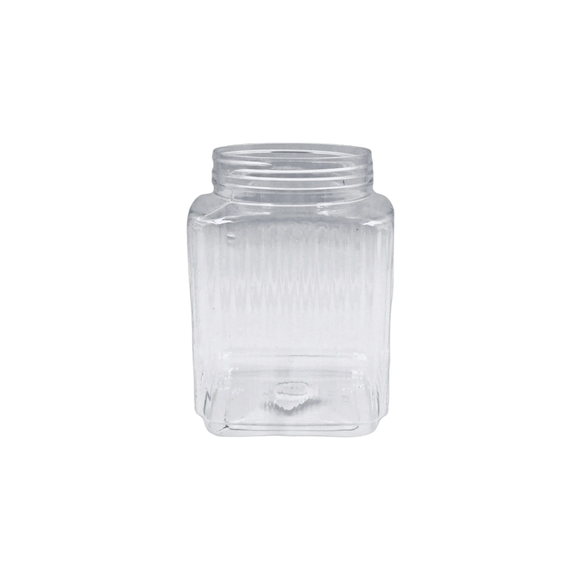 2.5kg PET Plastic Storage Jar Ribbed  Square Clear