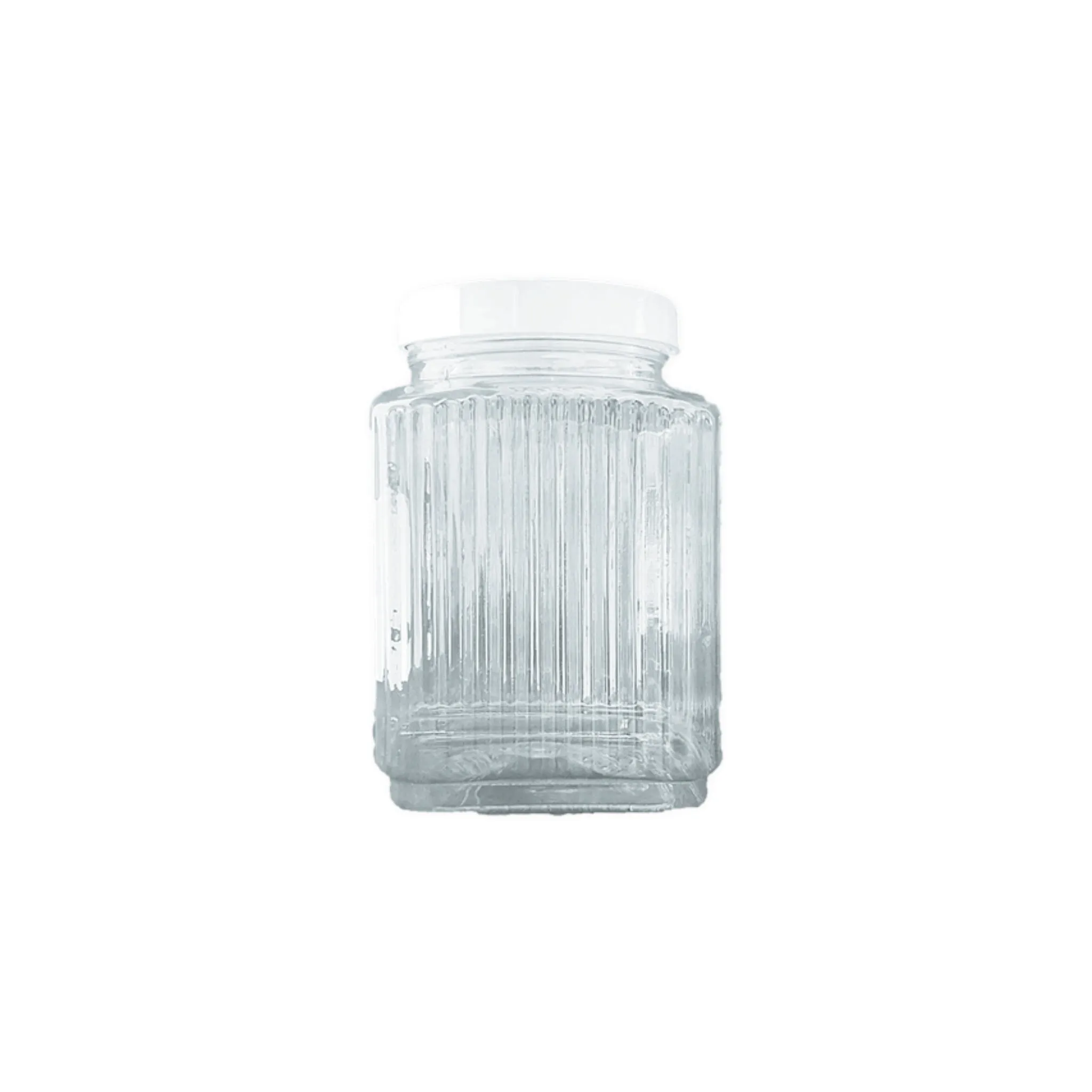 2.5kg PET Plastic Storage Jar Ribbed  Square Clear