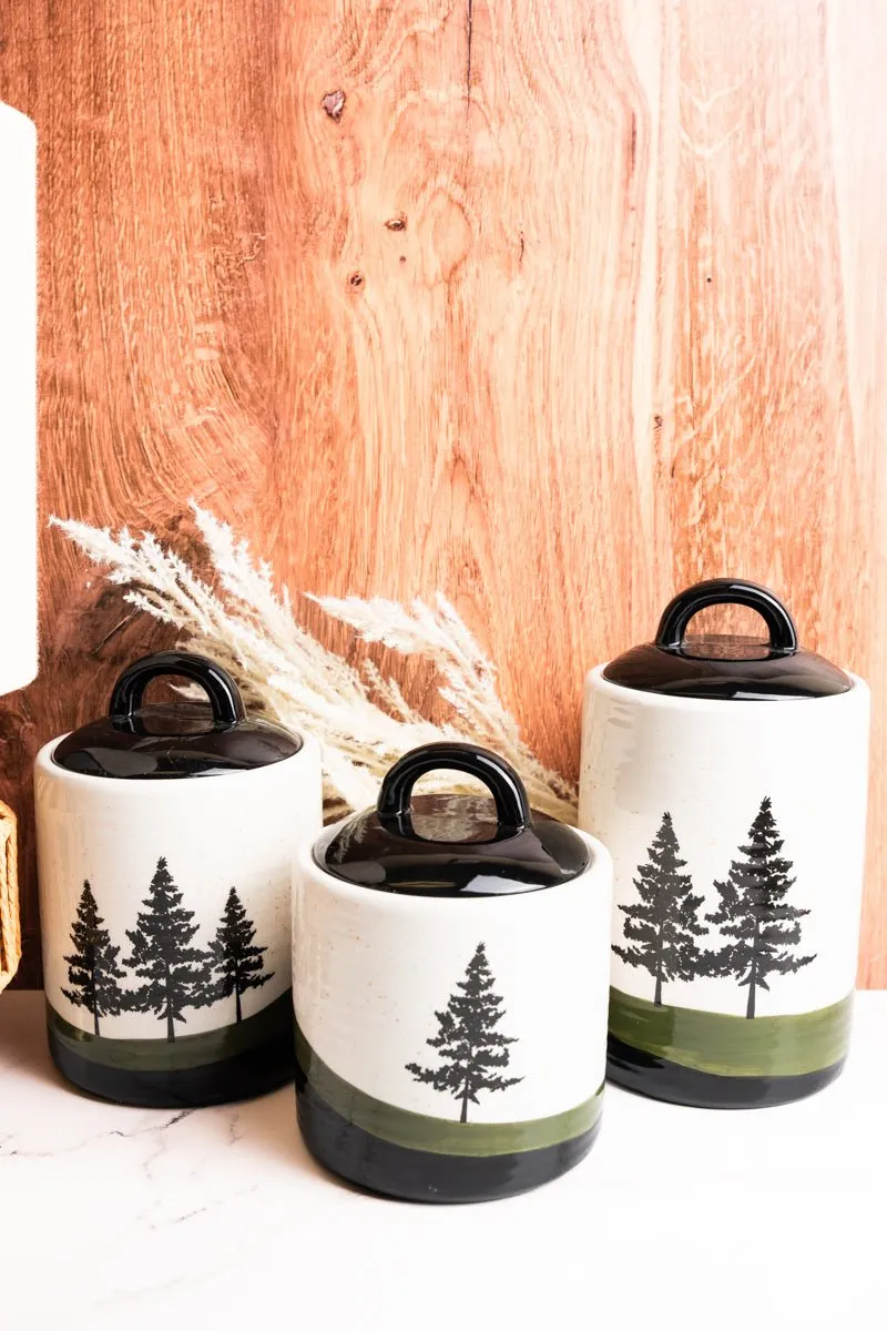 3 Piece Forest Retreat Ceramic Canister Set