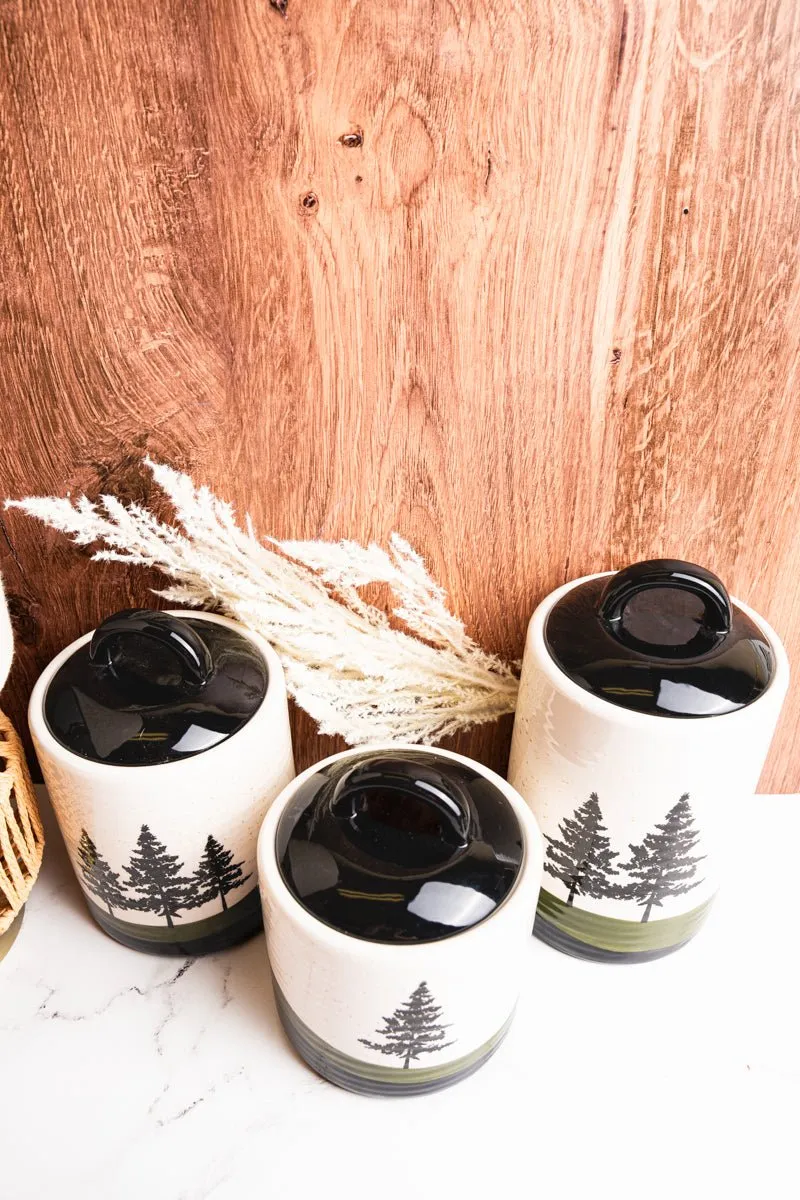 3 Piece Forest Retreat Ceramic Canister Set