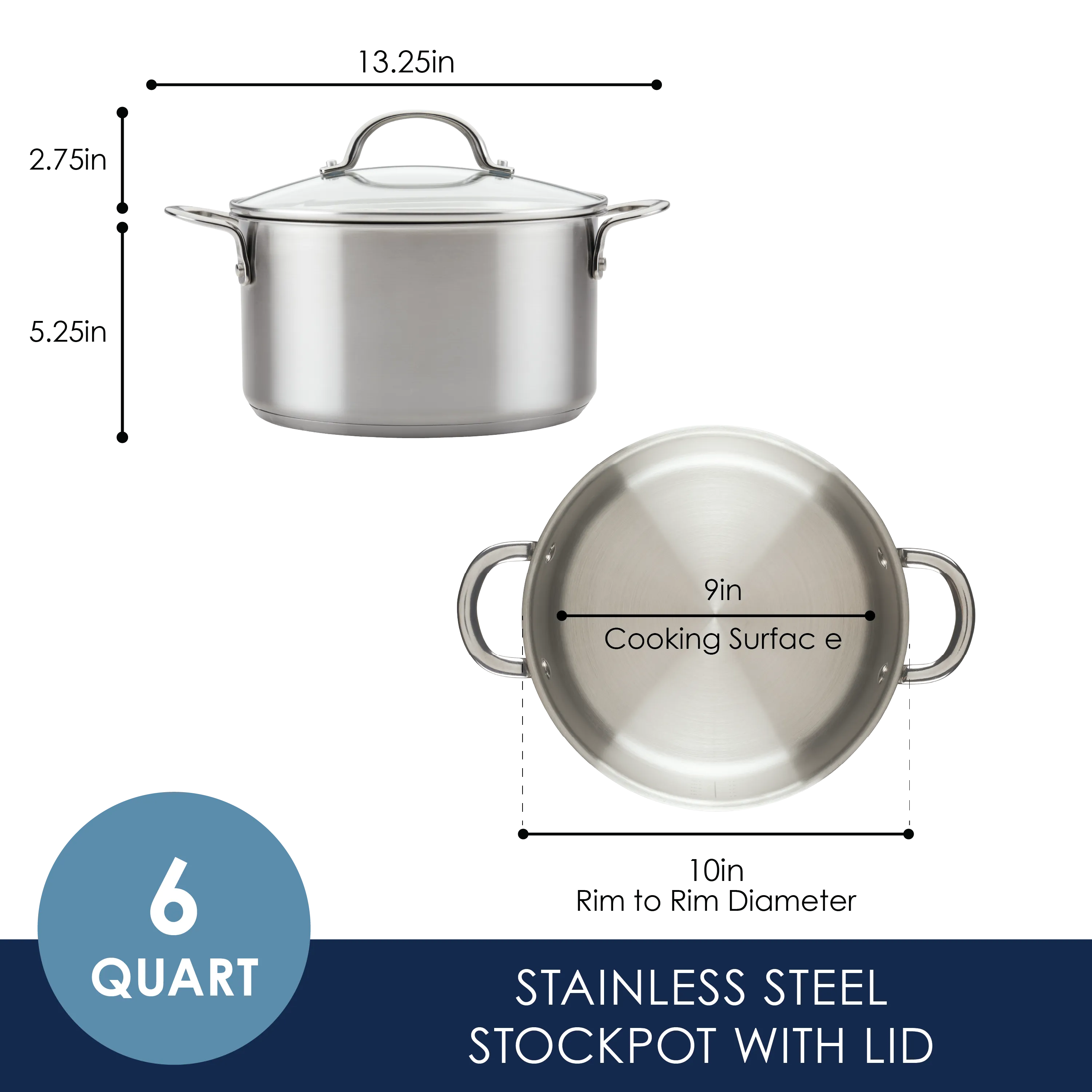 6-Quart Stainless Steel Induction Stockpot with Lid