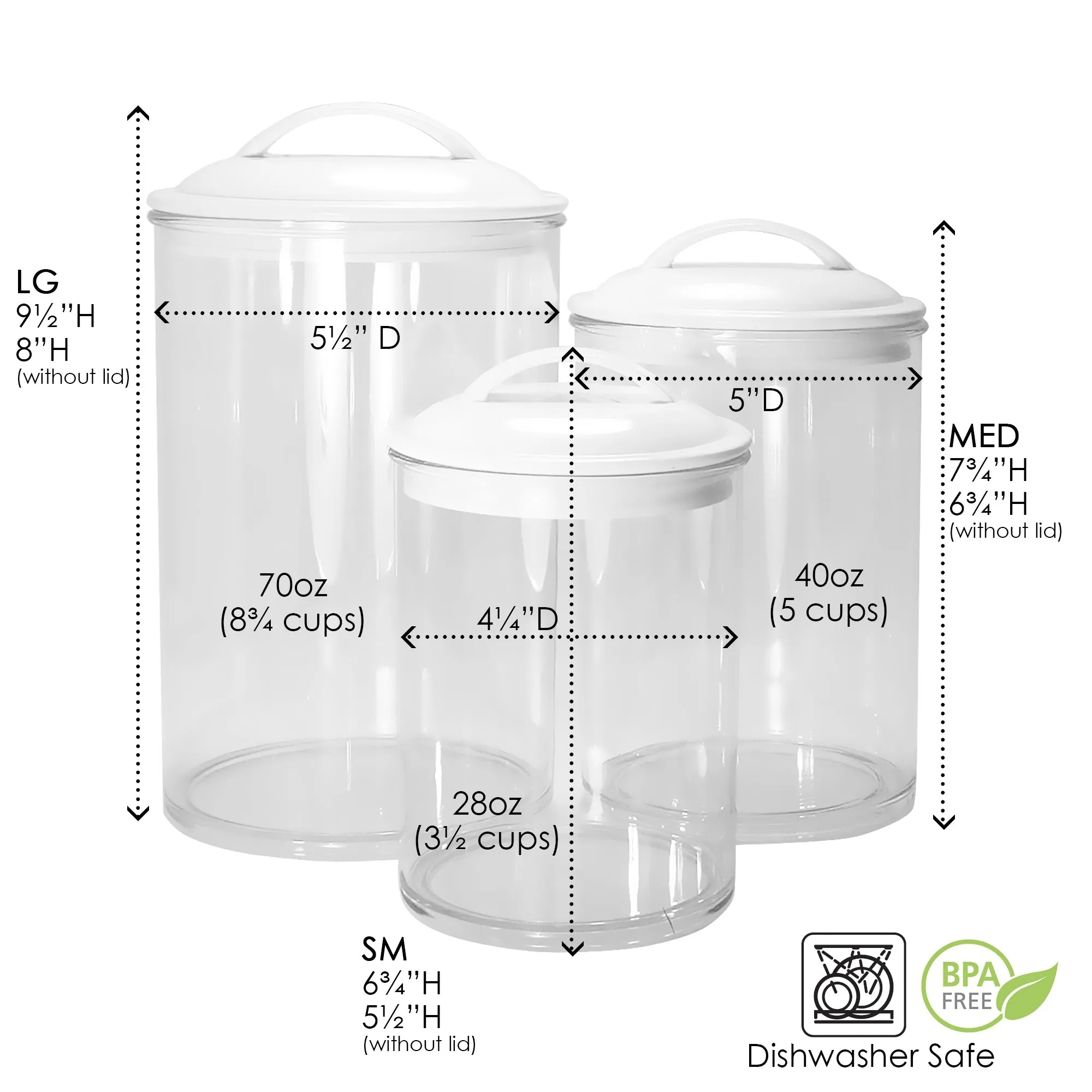 6pc Acrylic Canister Set, Red