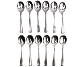 Art Deco Christofle France America Pattern Silver Plated Coffee Spoons / 5 OClock Teaspoons Set of 12