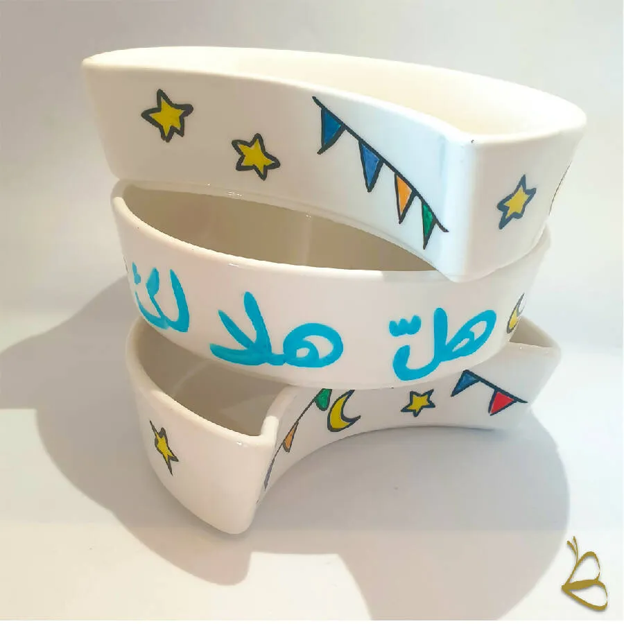 B for Balo Hand Painted Ramadan Edition Set of 3 Porcelain Condiment Bowls