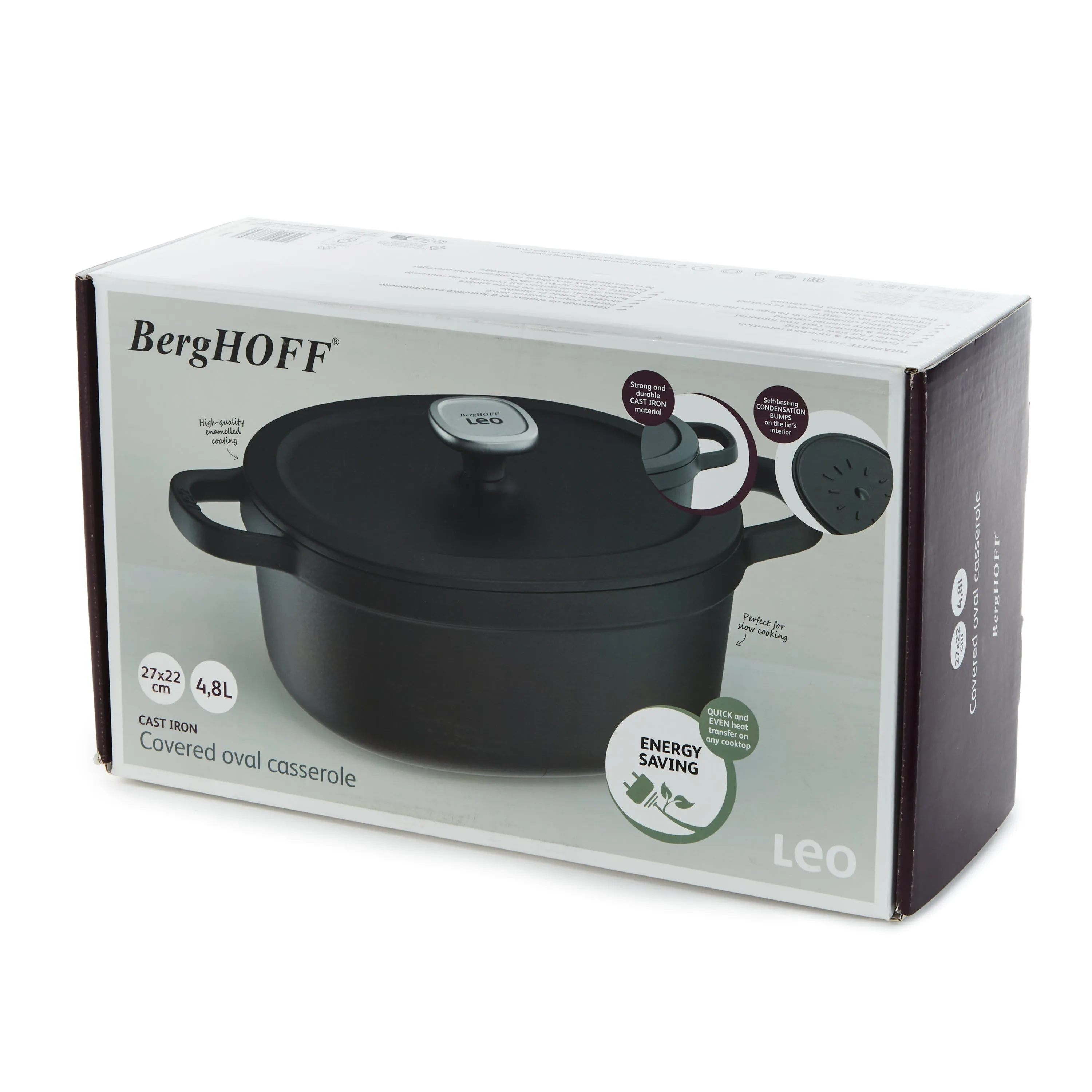 BergHOFF Leo Graphite 5qt. Enameled Cast Iron Oval Stockpot, 10.75"