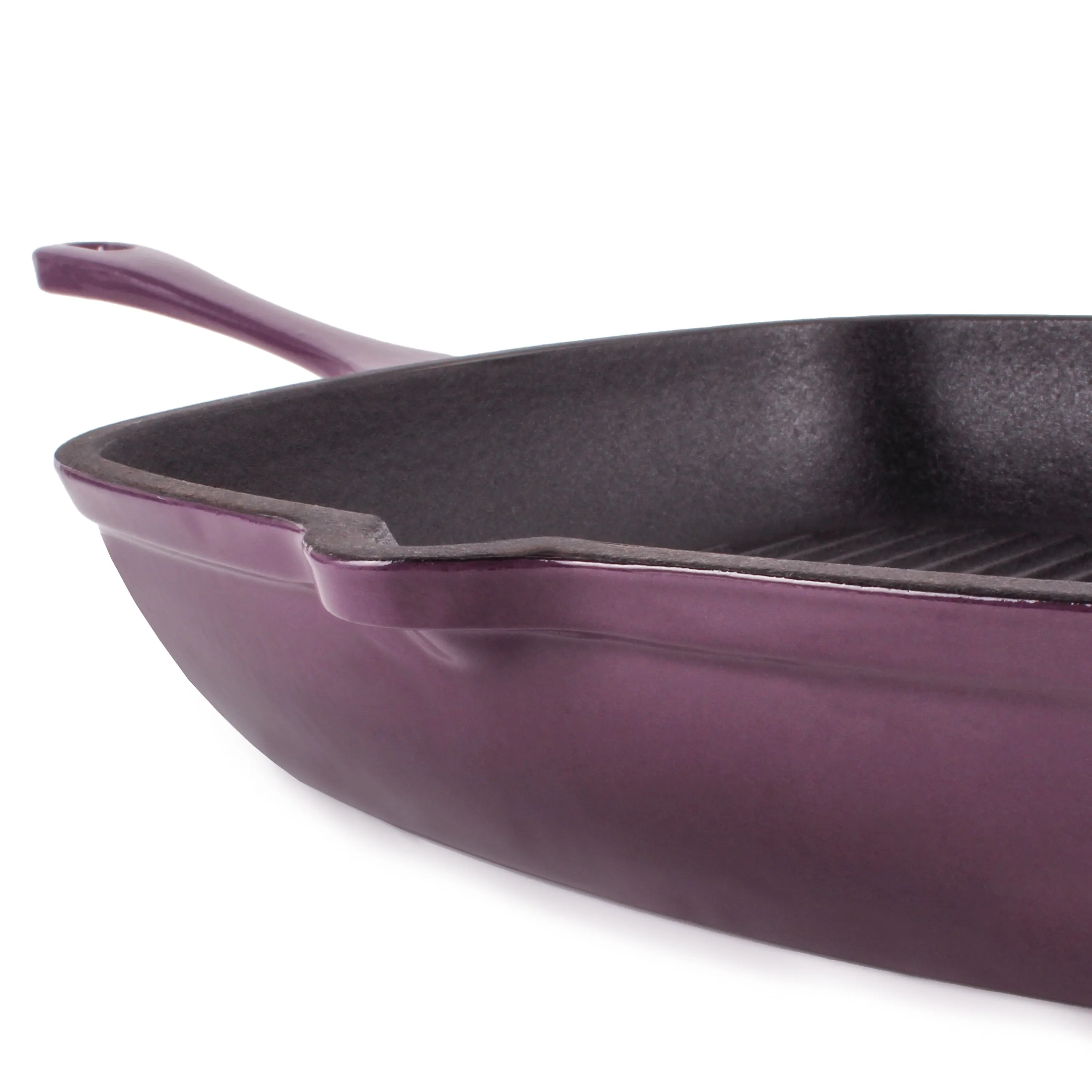 BergHOFF Neo 2pc Cast Iron 11" Grill Pan with Slotted Steak Press, Purple