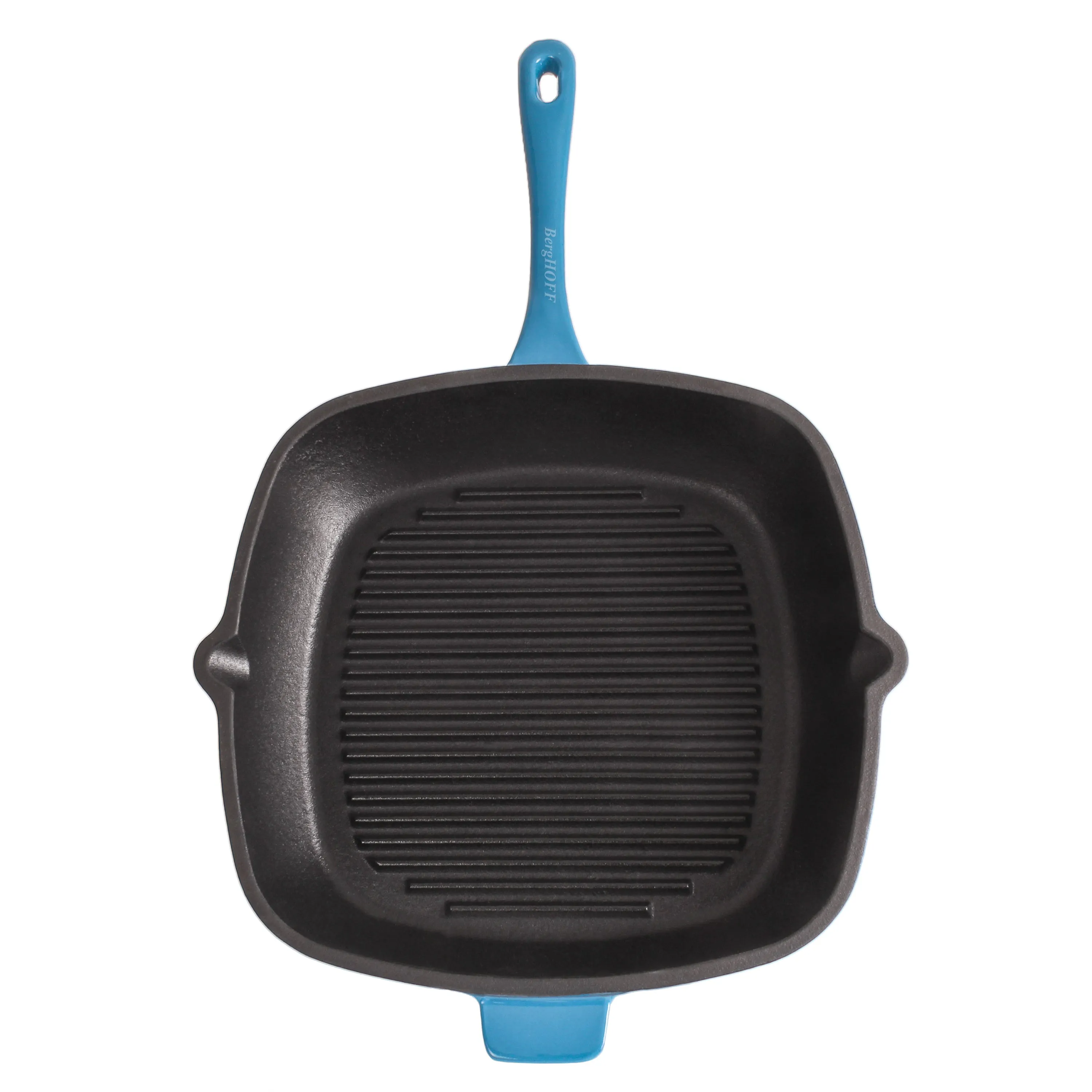 BergHOFF Neo 2pc Cast Iron 11" Grill Pan with Steak Press, Blue