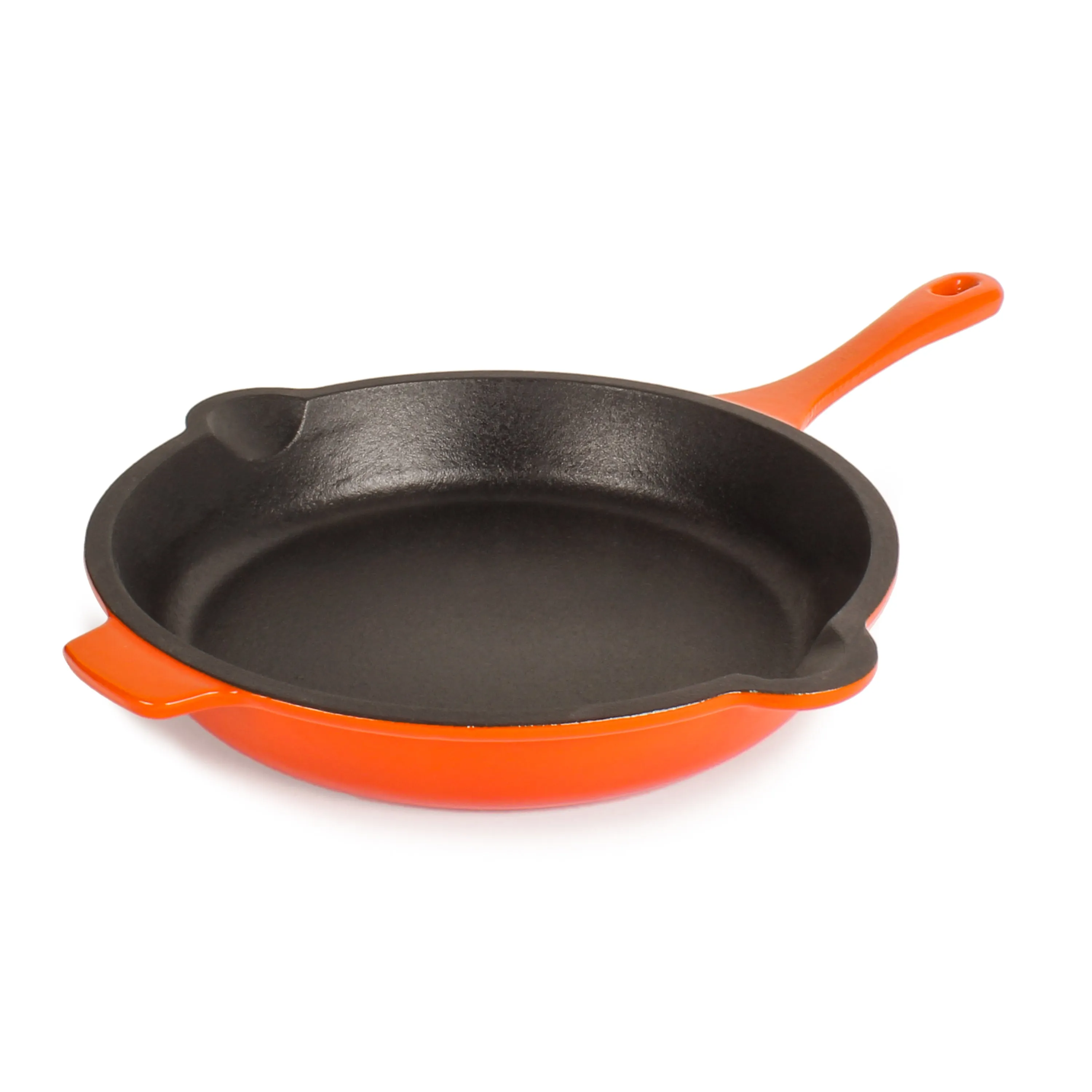 BergHOFF Neo 3pc Cast Iron Fry Pan & Grill Pan Set with Slotted Steak Press, Orange