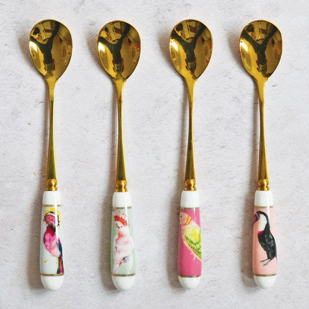 Birds Teaspoons, Set of 4