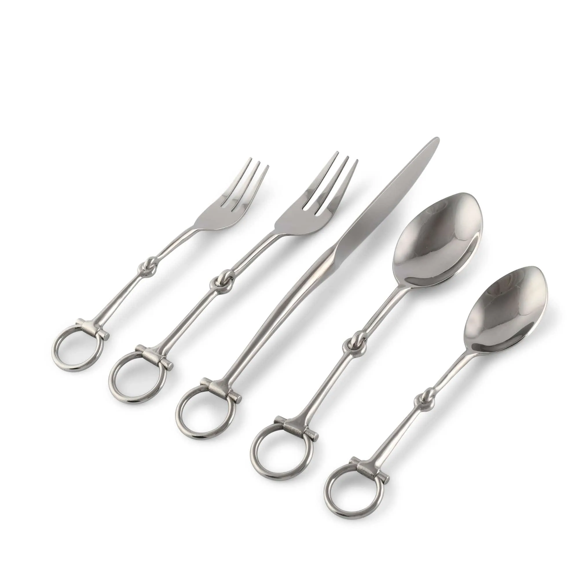 Bit Five piece Flatware Set - Stainless Steel Matt Silver