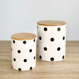 Ceramic Round Black Polka Dots Canister Set