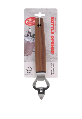 Chef's Gallery Stainless Bottle Opener with Solid Walnut Wooden Handle