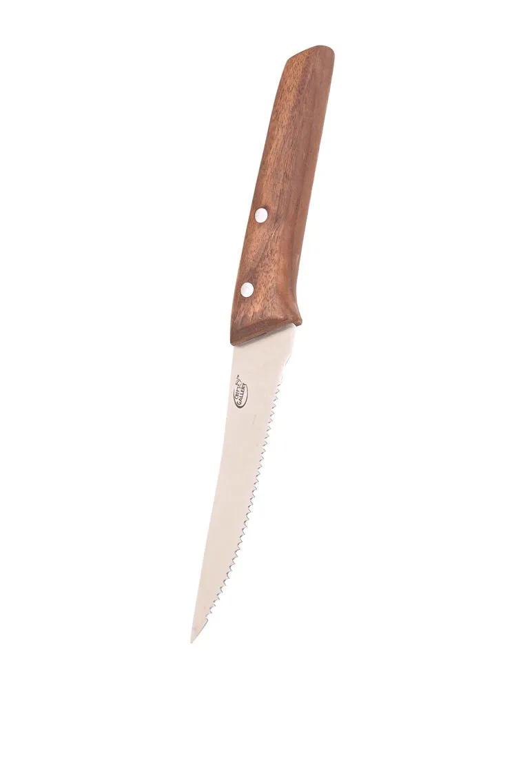 Chef's Gallery Stainless Steak Knife 4.5" with Solid Walnut Wooden Handle 24 x 2cm