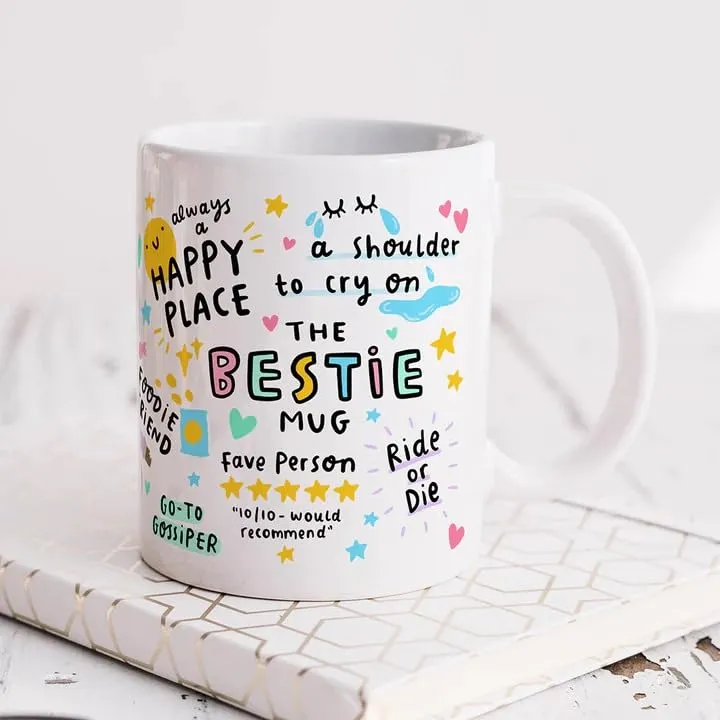 DAYS The Bestie Mug, My Sidekick, My Happy Place, My Partner in Crime, My Soul Sister, Best Friend Birthday Gift, for Her