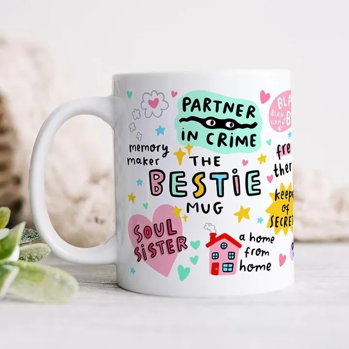 DAYS The Bestie Mug, My Sidekick, My Happy Place, My Partner in Crime, My Soul Sister, Best Friend Birthday Gift, for Her