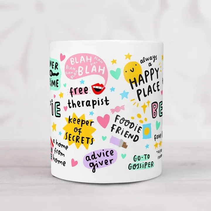 DAYS The Bestie Mug, My Sidekick, My Happy Place, My Partner in Crime, My Soul Sister, Best Friend Birthday Gift, for Her