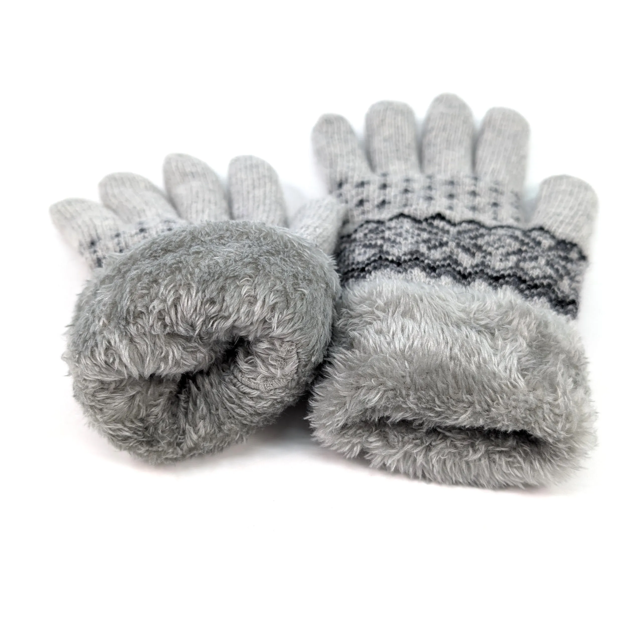 Fluffy Nordic Gloves - Grey