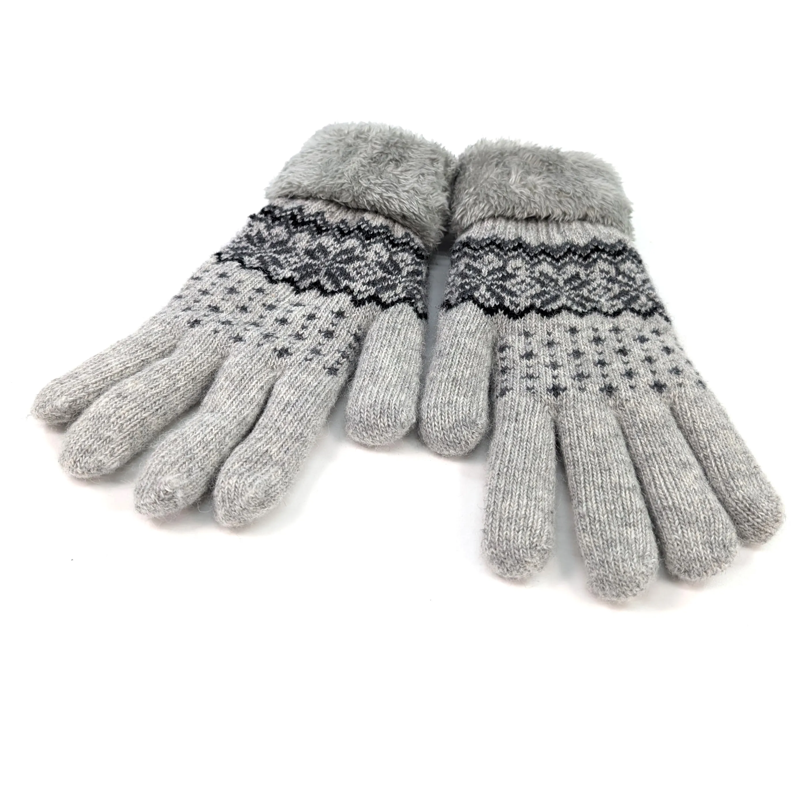 Fluffy Nordic Gloves - Grey