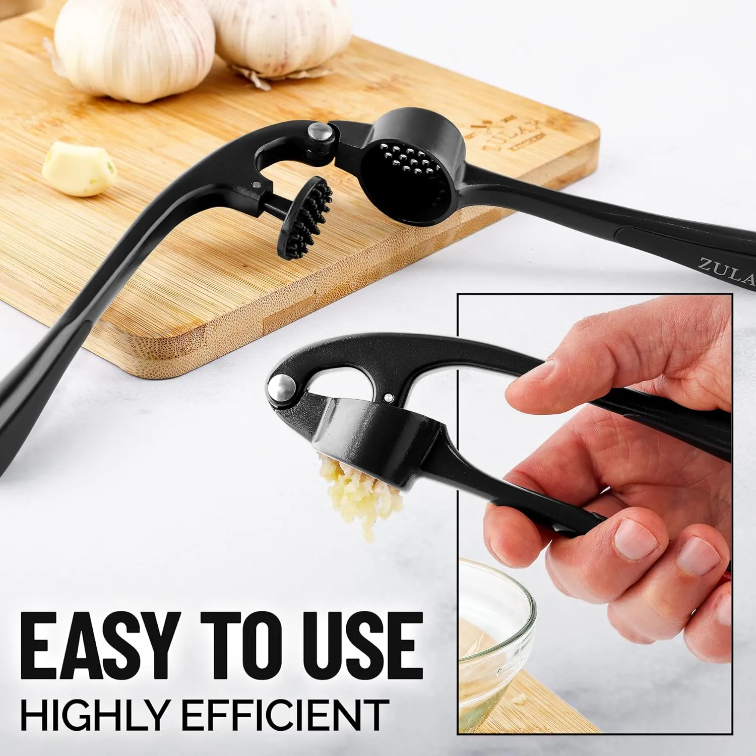 Garlic Press With Silicone Peeler and Brush