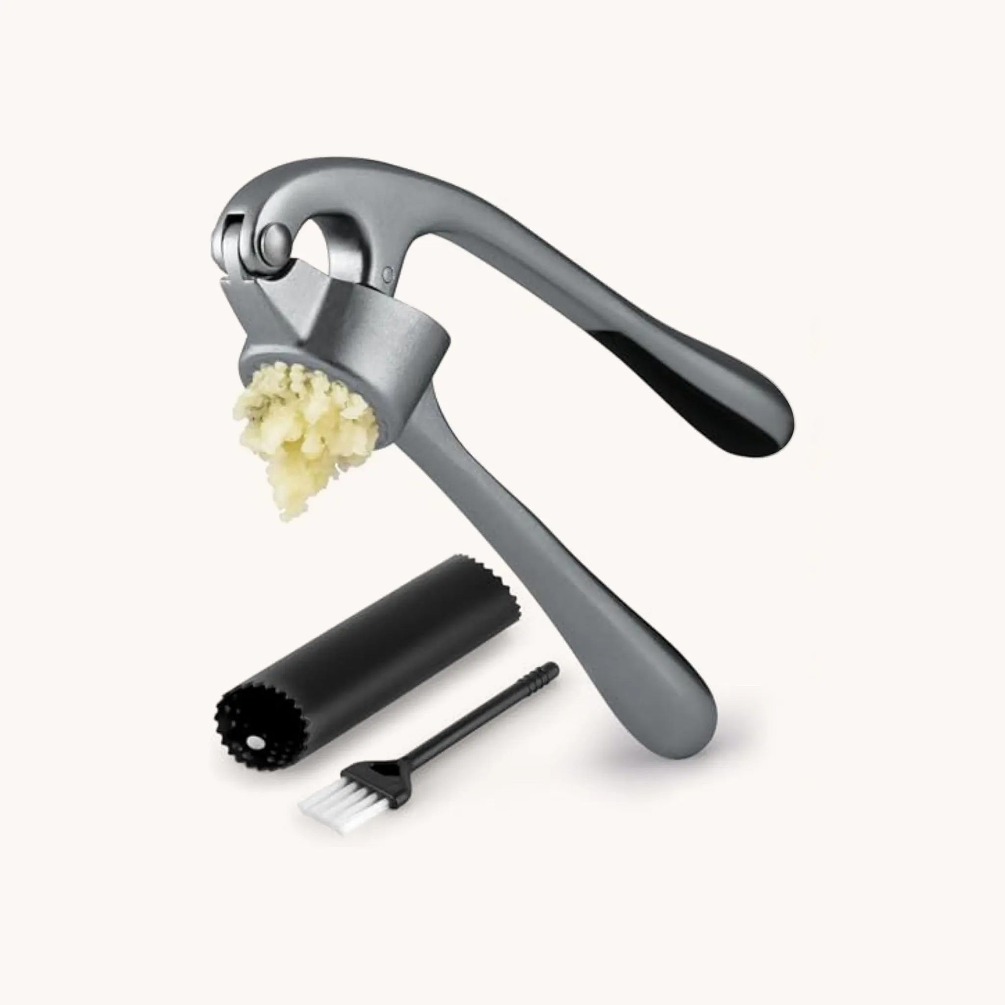 Garlic Press With Silicone Peeler and Brush