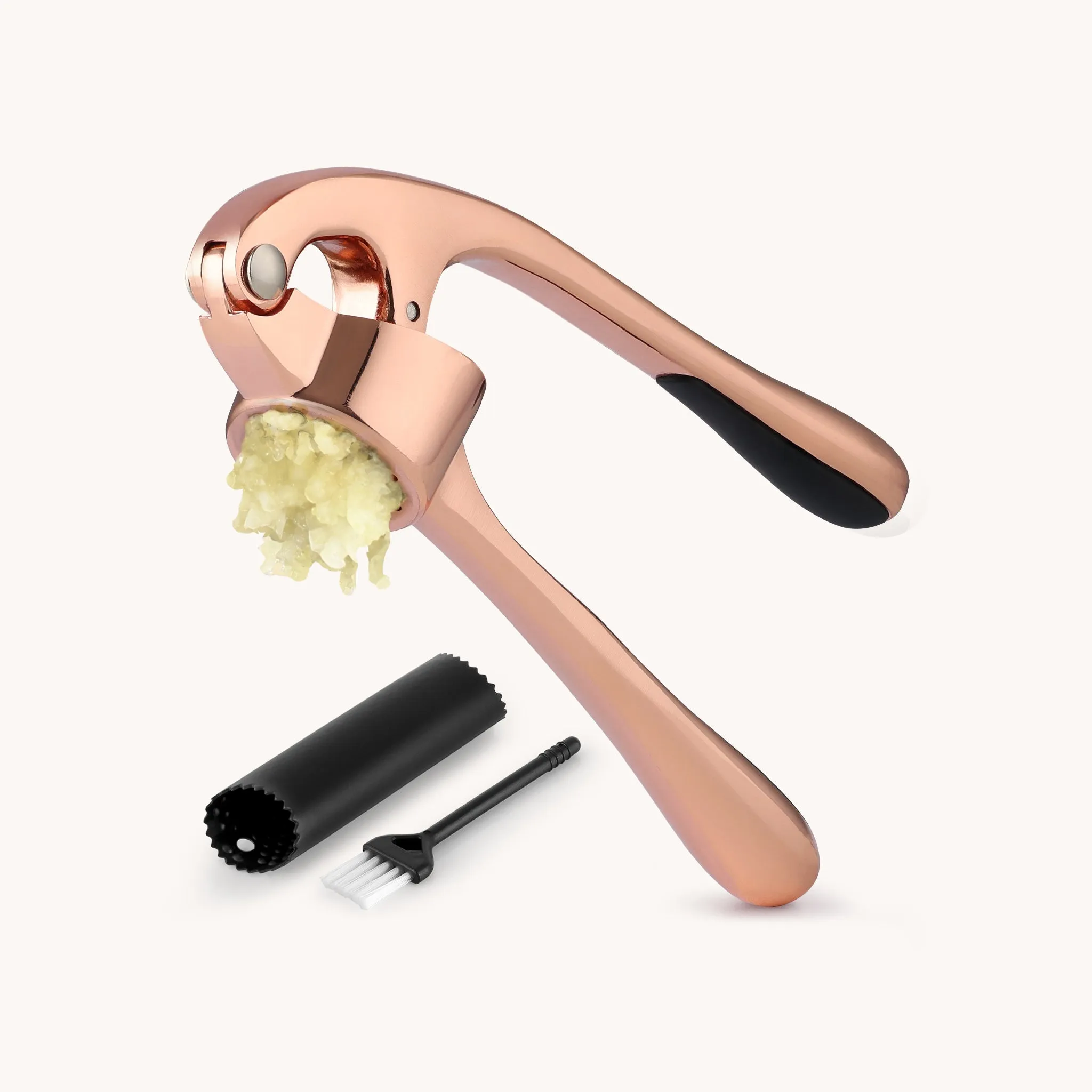 Garlic Press With Silicone Peeler and Brush