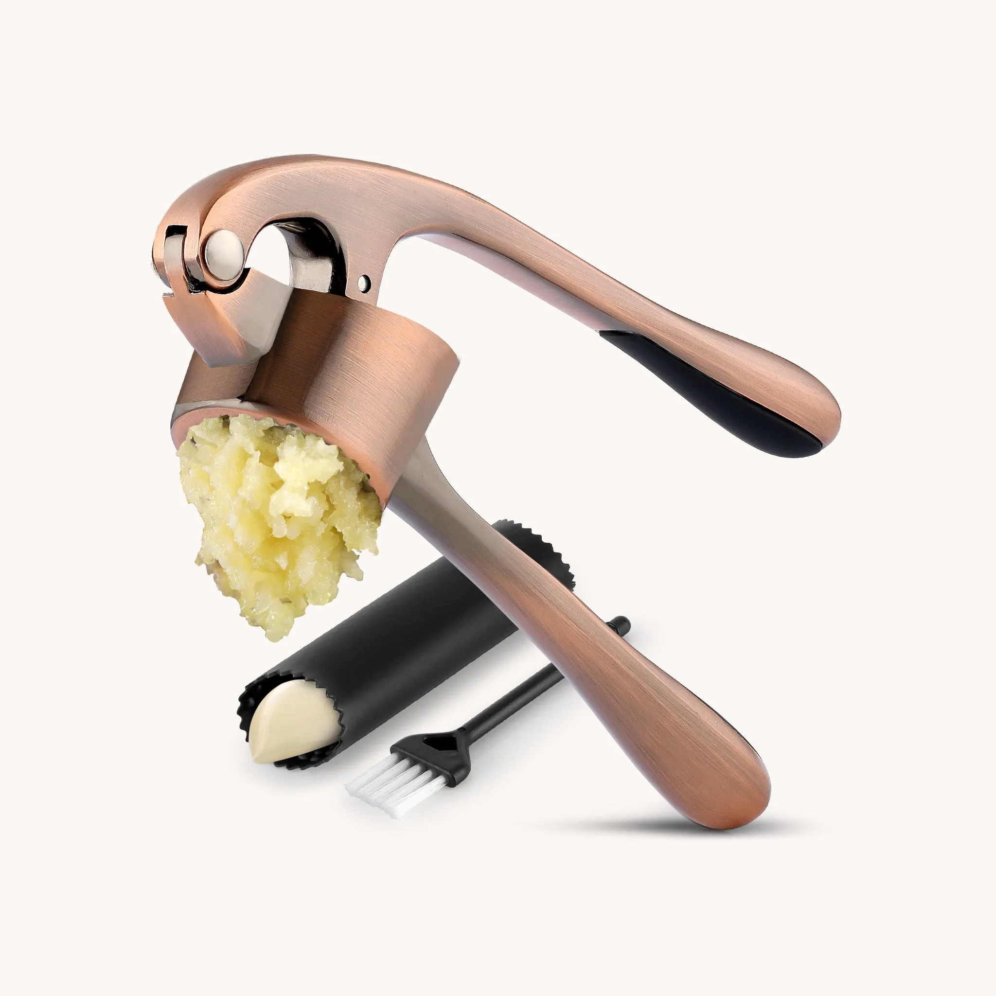 Garlic Press With Silicone Peeler and Brush