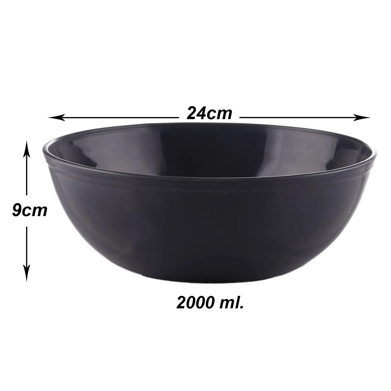 Heart Home Bowls|Plastic Dishwasher Safe Bowl|Multipurpose Serving Bowls|Bowls for Kitchen|Microwave Safe Bowls for Salad|Soup|Pasta|2000 ML|Pack of 3 (Grey)