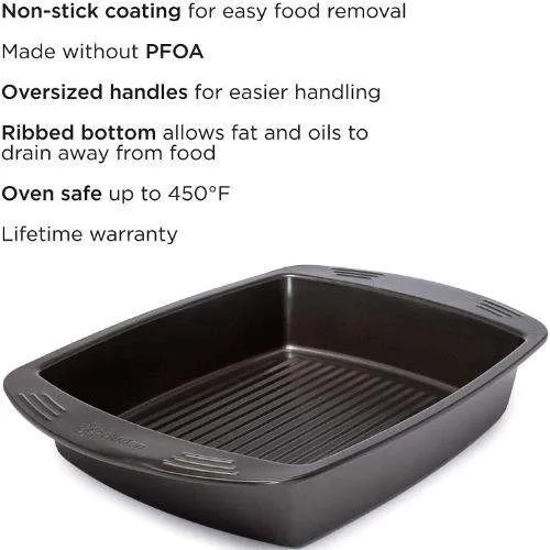 Kitchen Extras Non-Stick Roasting Pan, 16 Inch, Durable Carbon Steel  - Ecolution