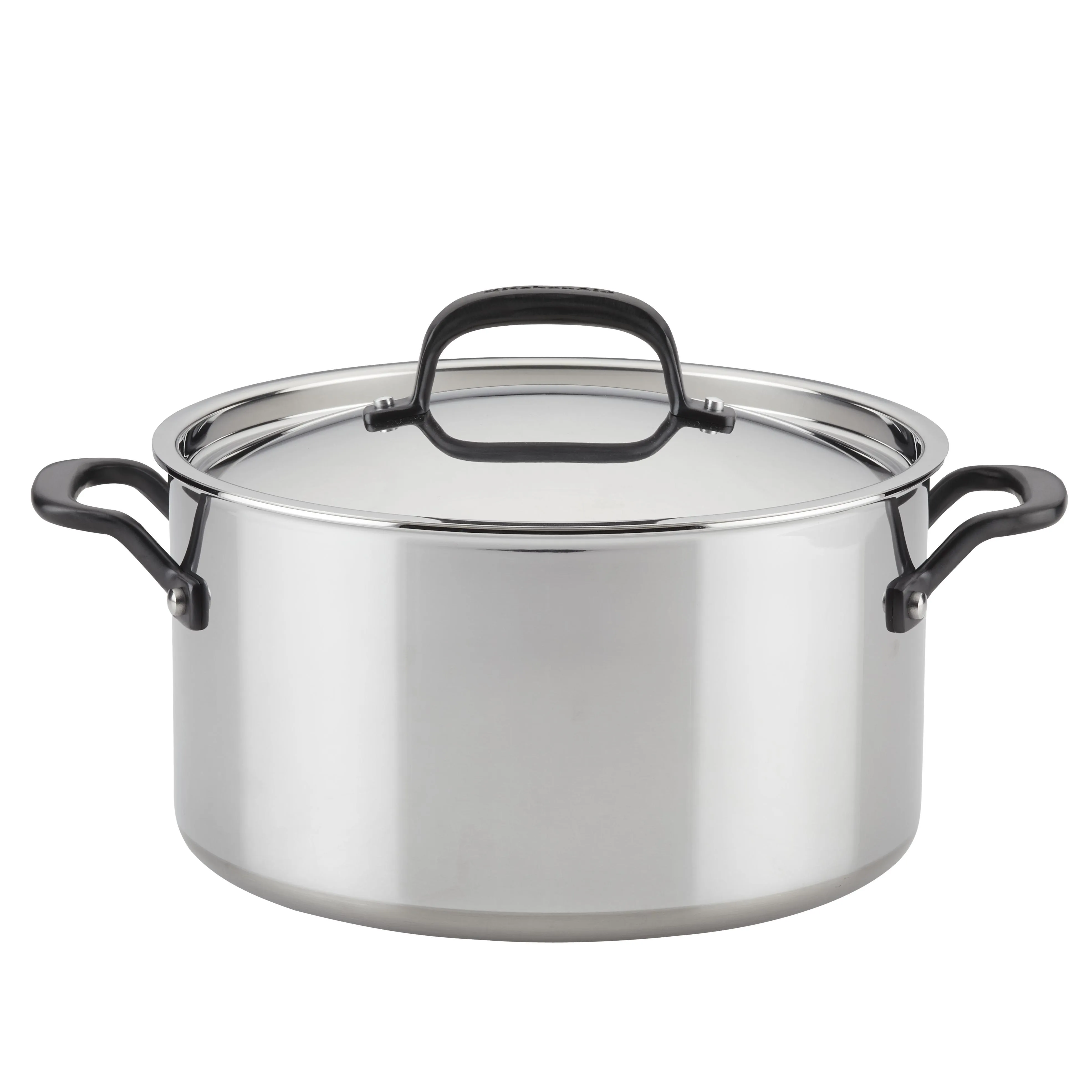 KitchenAid 5-Ply Clad Stainless Steel Stockpot with Lid, 8-Quart, Polished Stainless Steel