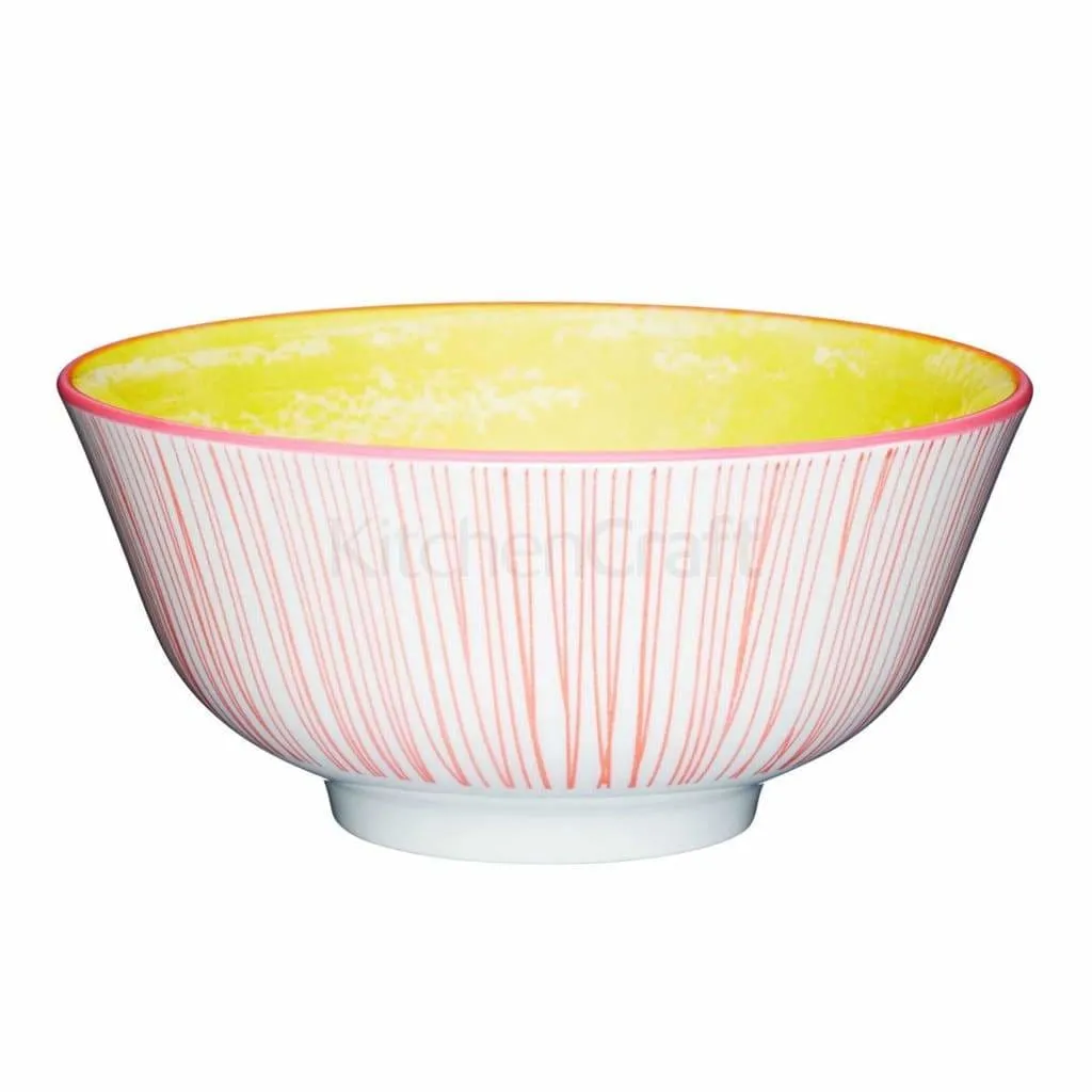 KitchenCraft Ceramic Bowl - 15.7cm - Yellow Swirl