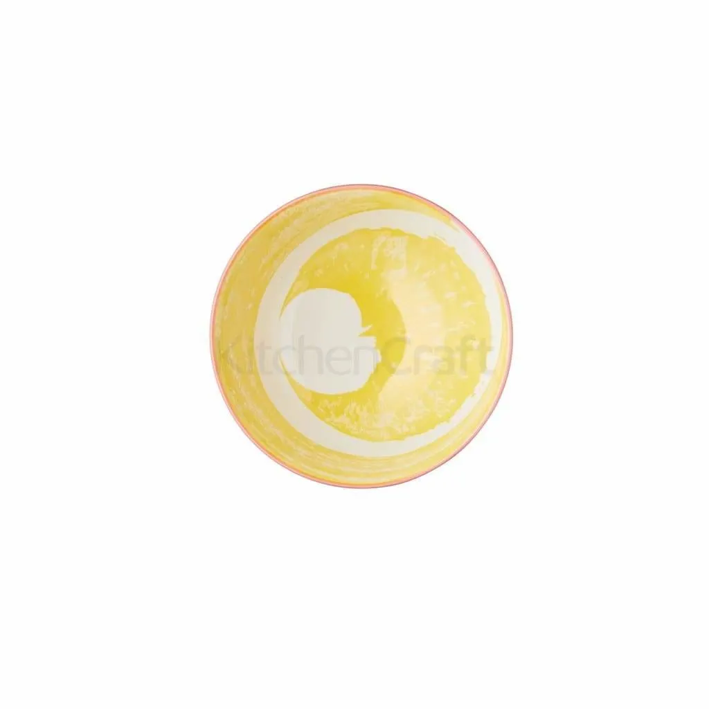 KitchenCraft Ceramic Bowl - 15.7cm - Yellow Swirl