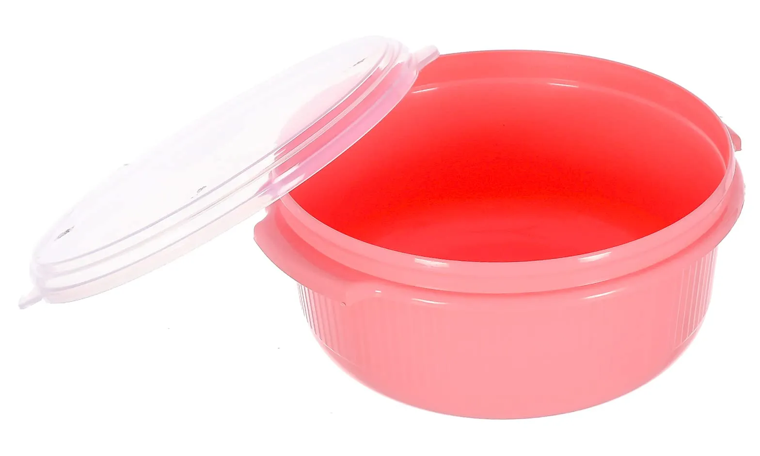 Kuber Industries Food Grade, Microwave & Freezer Safe Plastic Bowls, Food Storage Container Set With Lid, Set of 3 (3200ml, 1800ml, 1000ml) (Pink)-46KM0320