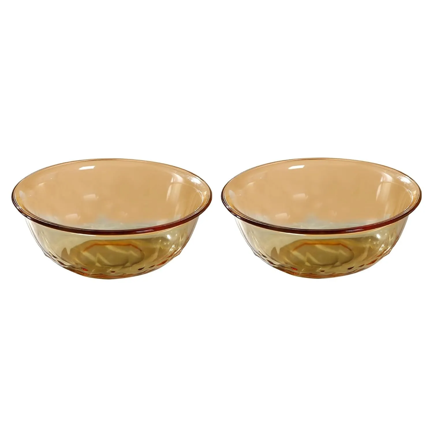 Kuber Industries Set of 2 Borosilicate Glass Bowls | 1900 ml Each | Microwave Safe | Scratch Resistant | Serving & Mixing Bowls for Kitchen | Round | Transparent | Yellow