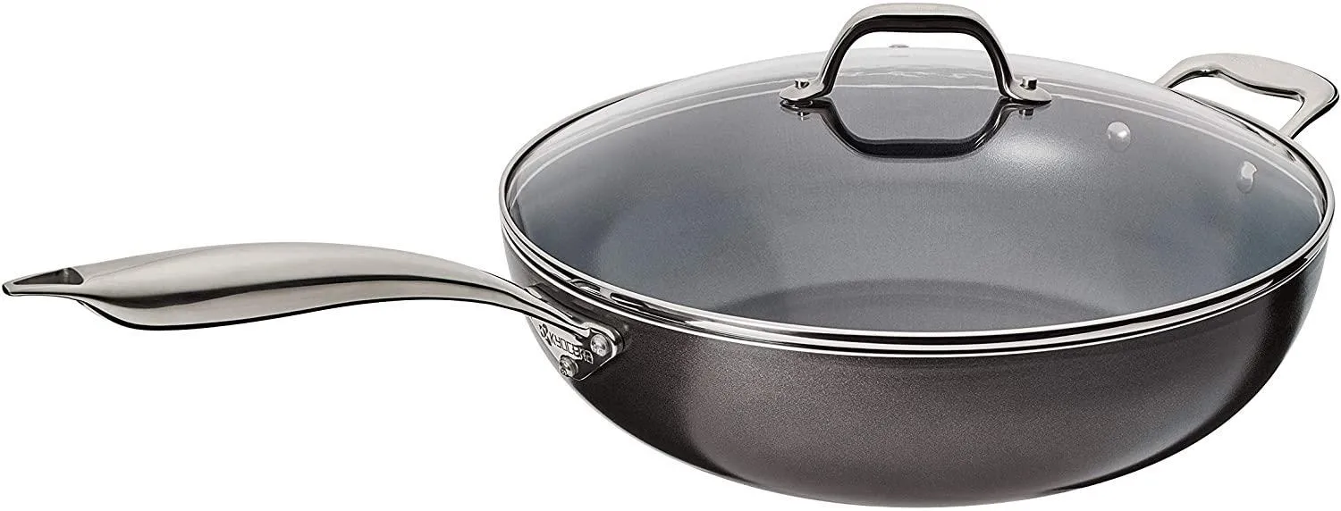 Kyocera 12.5" Nonstick Wok With Tempered Glass Lid