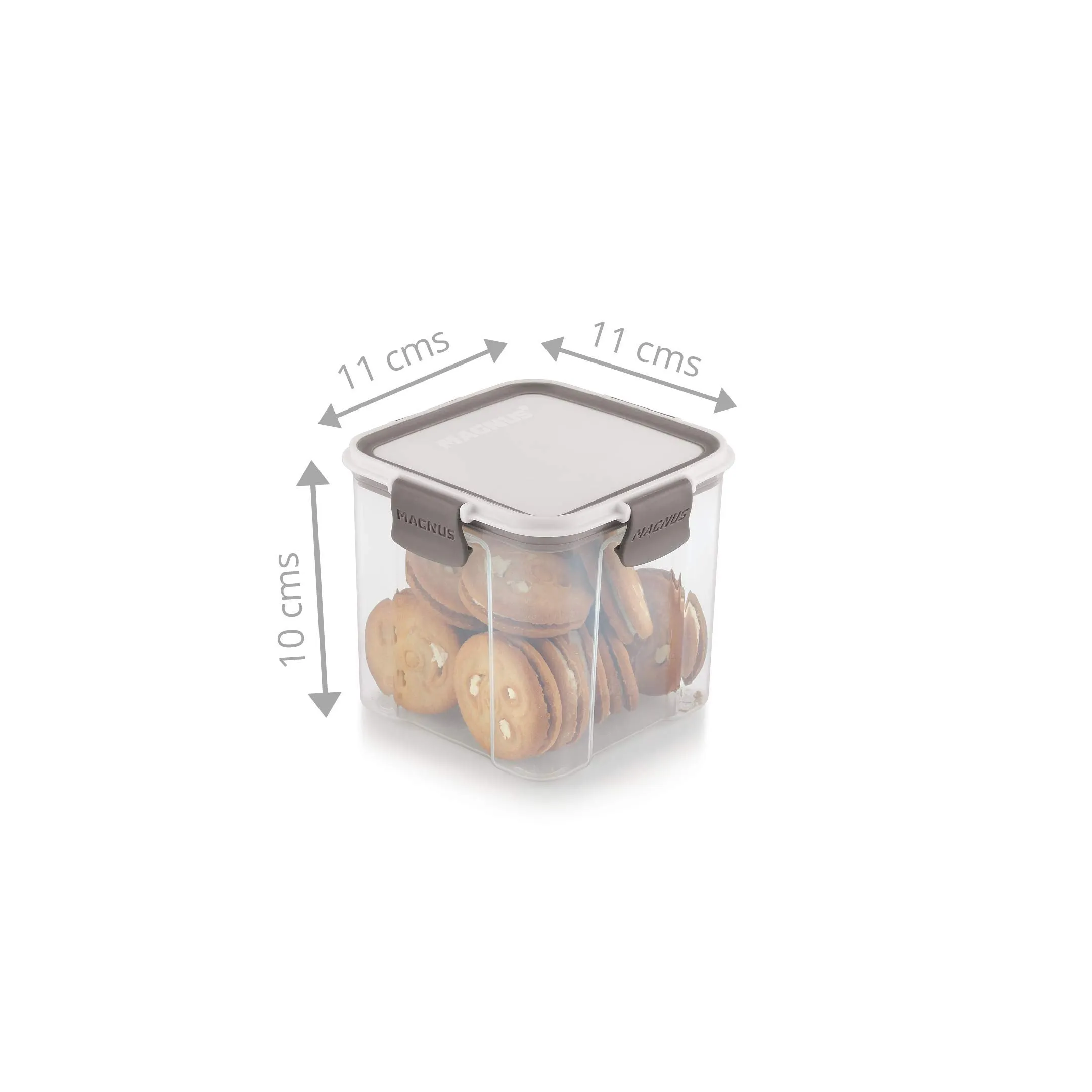 Magnus Modulock Airtight Plastic Food Storage Container Set of 3 pcs 700 ml Each, Grey and Transparent