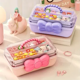 Multi-Layer Jewelry & Toy Storage Box with Cute Bow 🎀