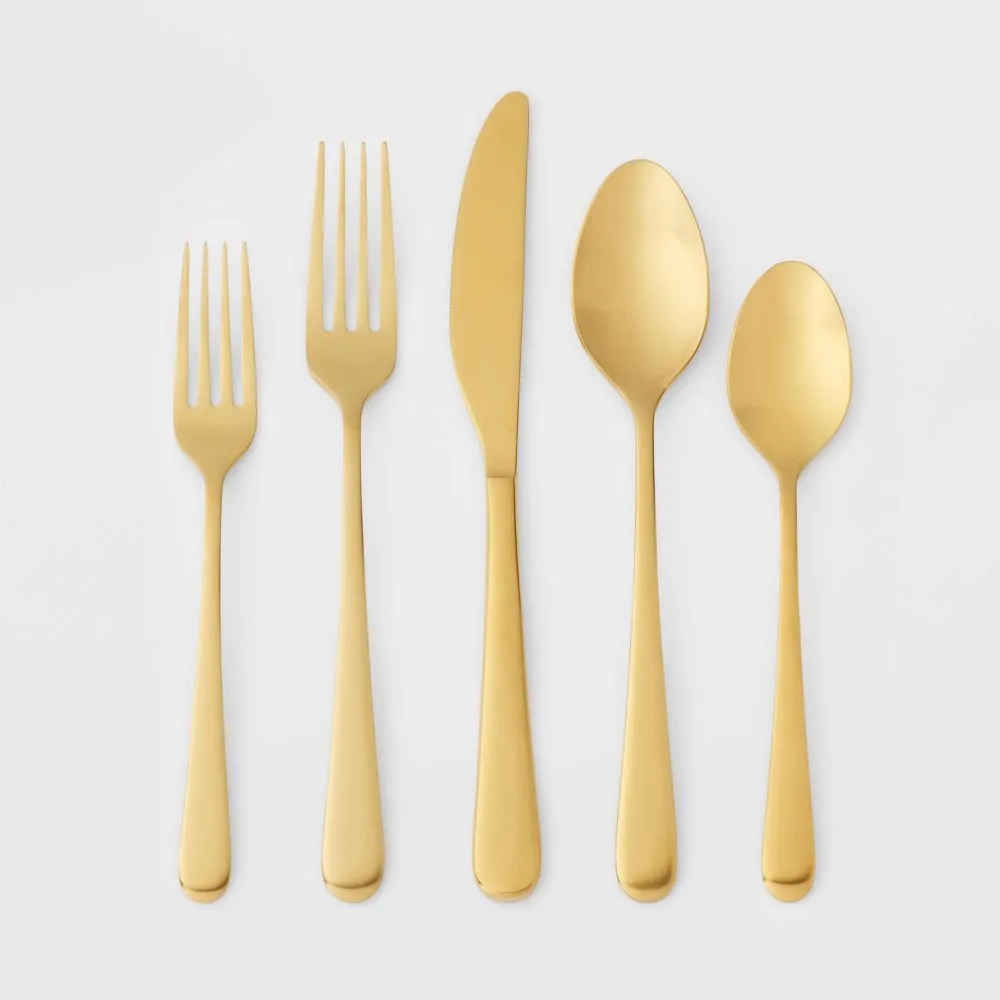 New - 20pc Harrington Flatware Set Gold - Threshold