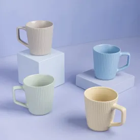 Nordic Vertically Striped Embossed Pattern Porcelain Coffee Mugs