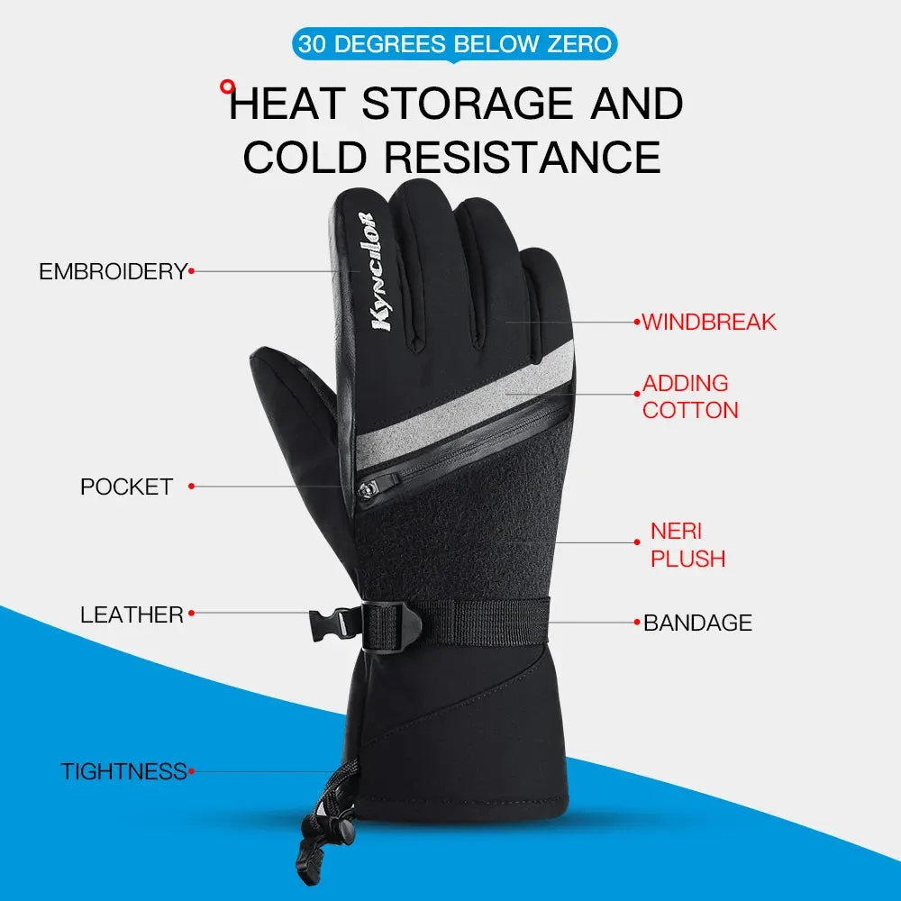 Outdoor Winter Cycling Skiing Gloves Thicken Warm Anti-slip Touchscreen Double Waterproof Design Snowboarding Snowmobile Gloves