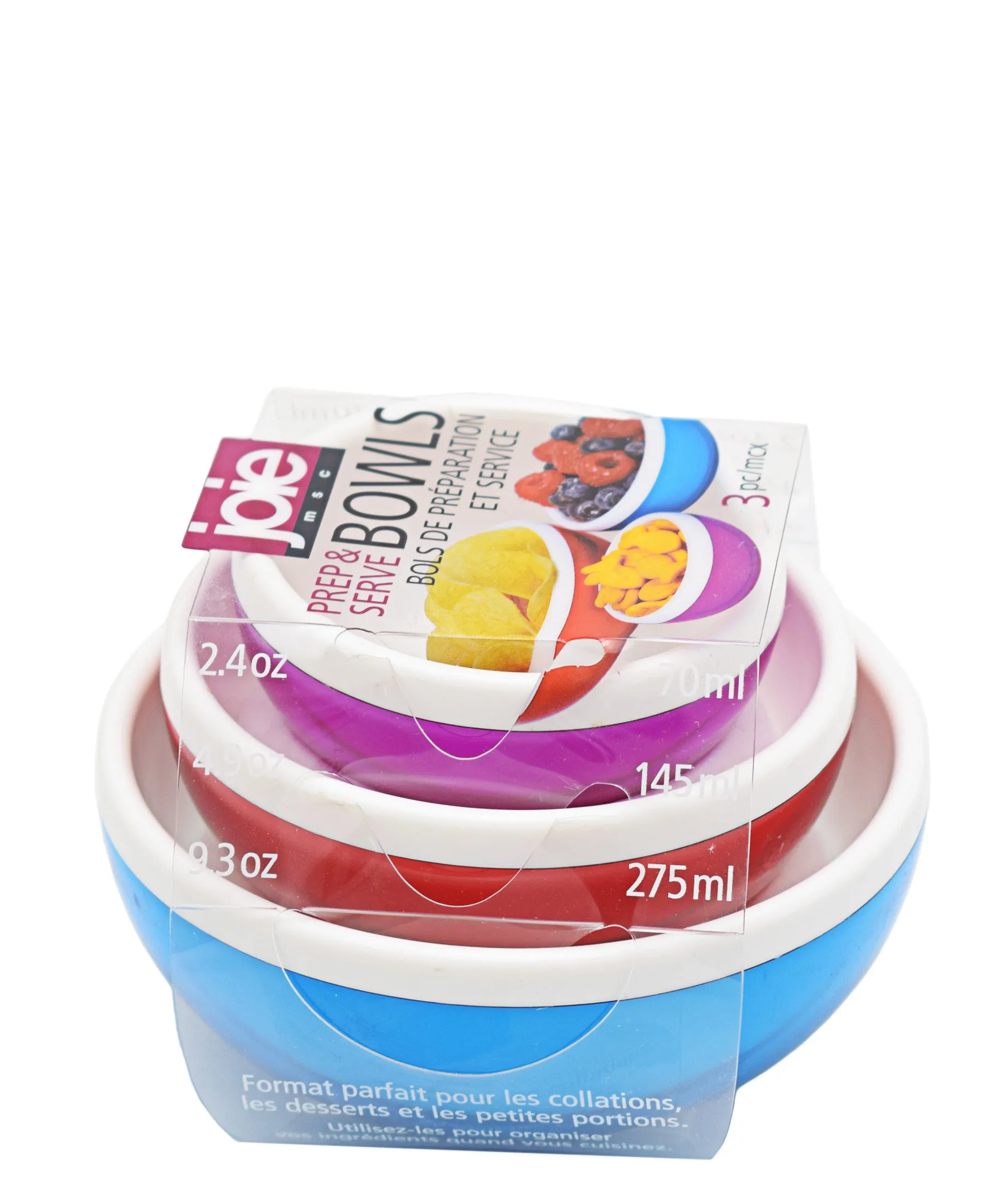 Prep & Serve Bowl 3 Piece - Pink, Red & Blue