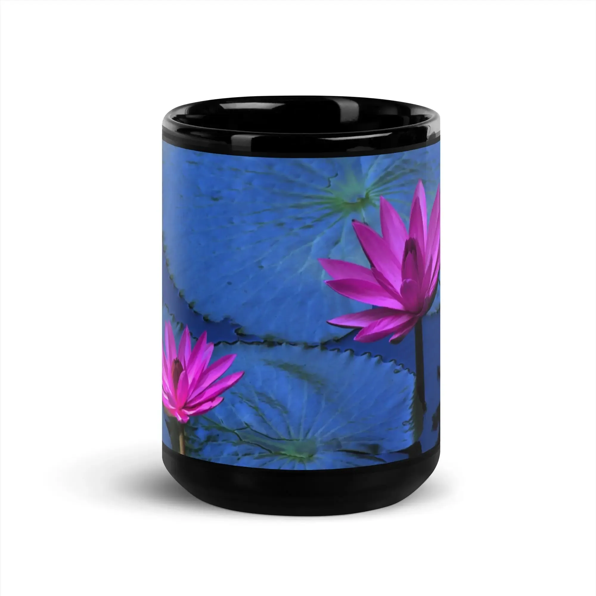 "Sacred Lotus" Collection - Black Glossy Mug